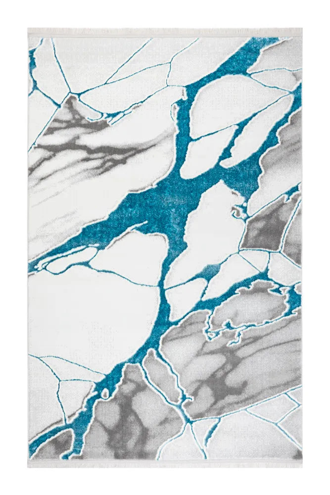 Covor living AURA LUX 53472A Albastru / Alb