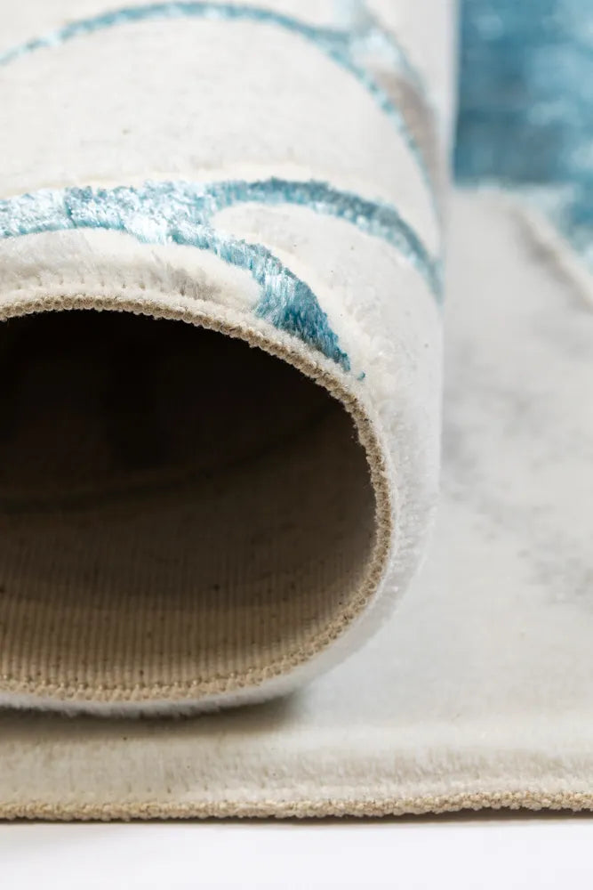 Covor living AURA LUX 53472A Albastru / Alb