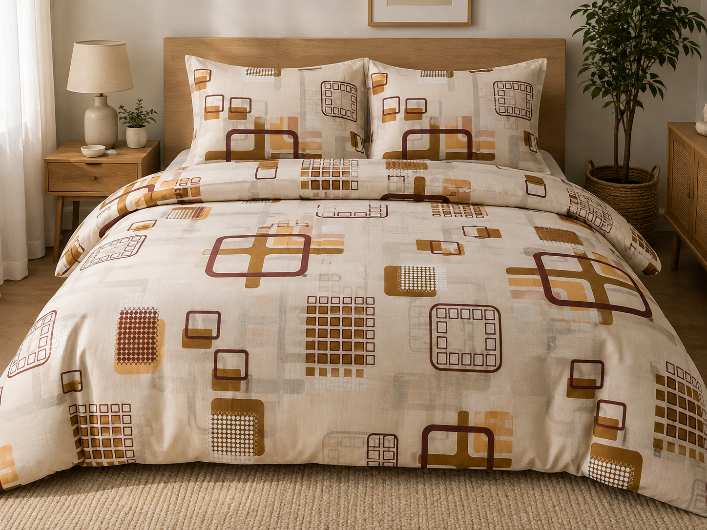 Lenjerie de pat XXL Retro Caramel – 100% Bumbac