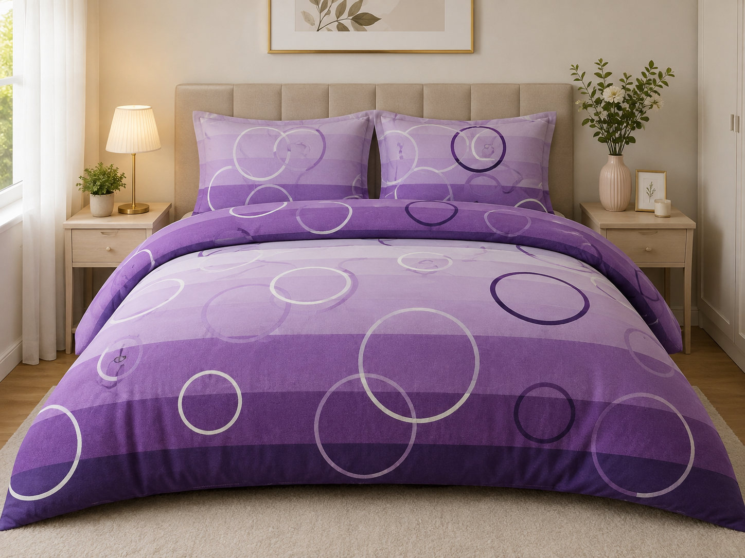 Lenjerie de pat XL Purple Circles – 100% Bumbac