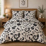 Lenjerie de pat XL Black Floral – 100% bumbac