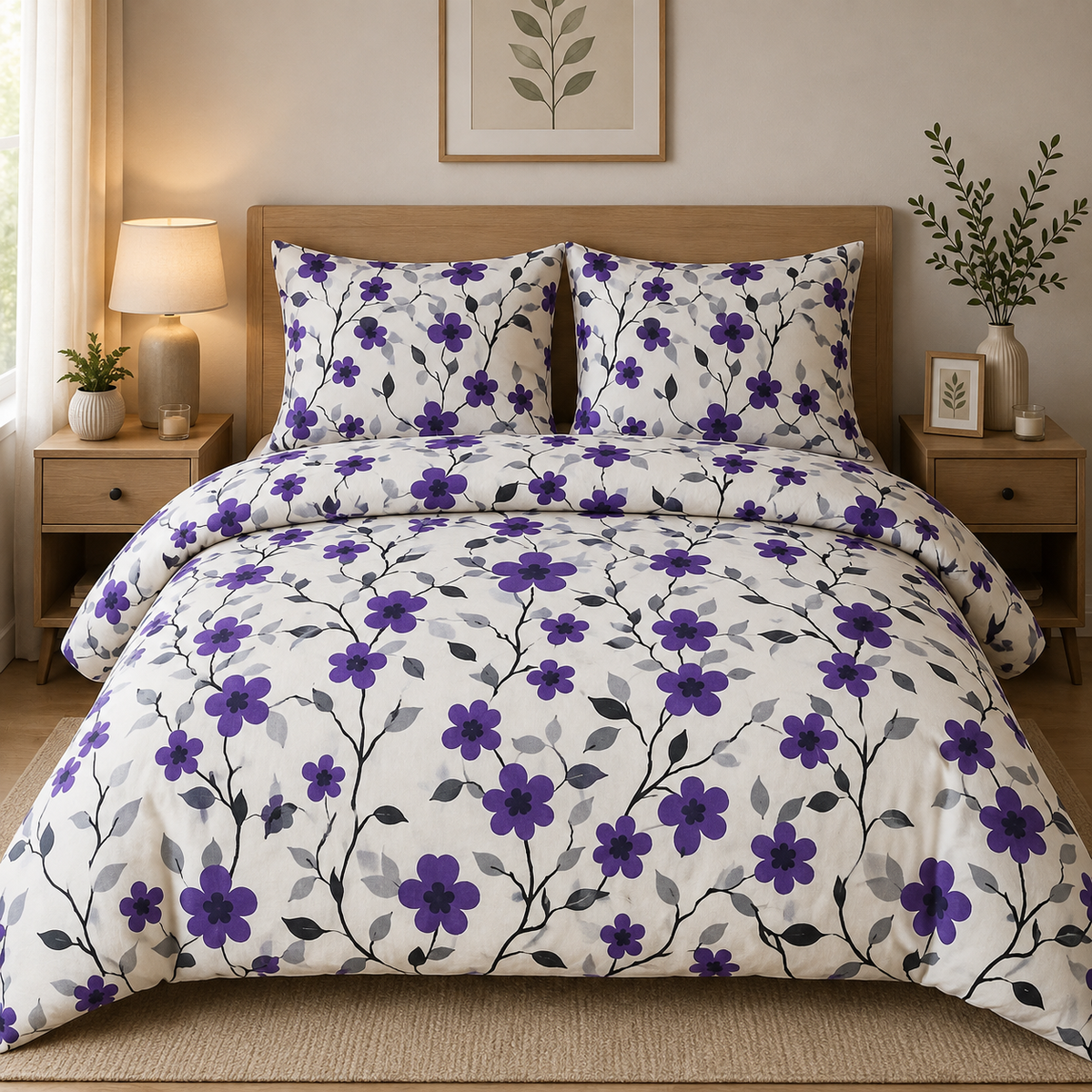 Lenjerie de pat XL Purple Blossom – 100% bumbac,