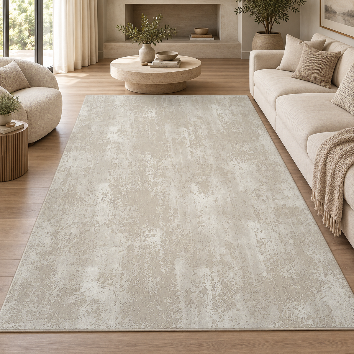 Covor Modern Anemon Abstract Beige-Crem – Living și Dormitor, Design Elegant – decor living