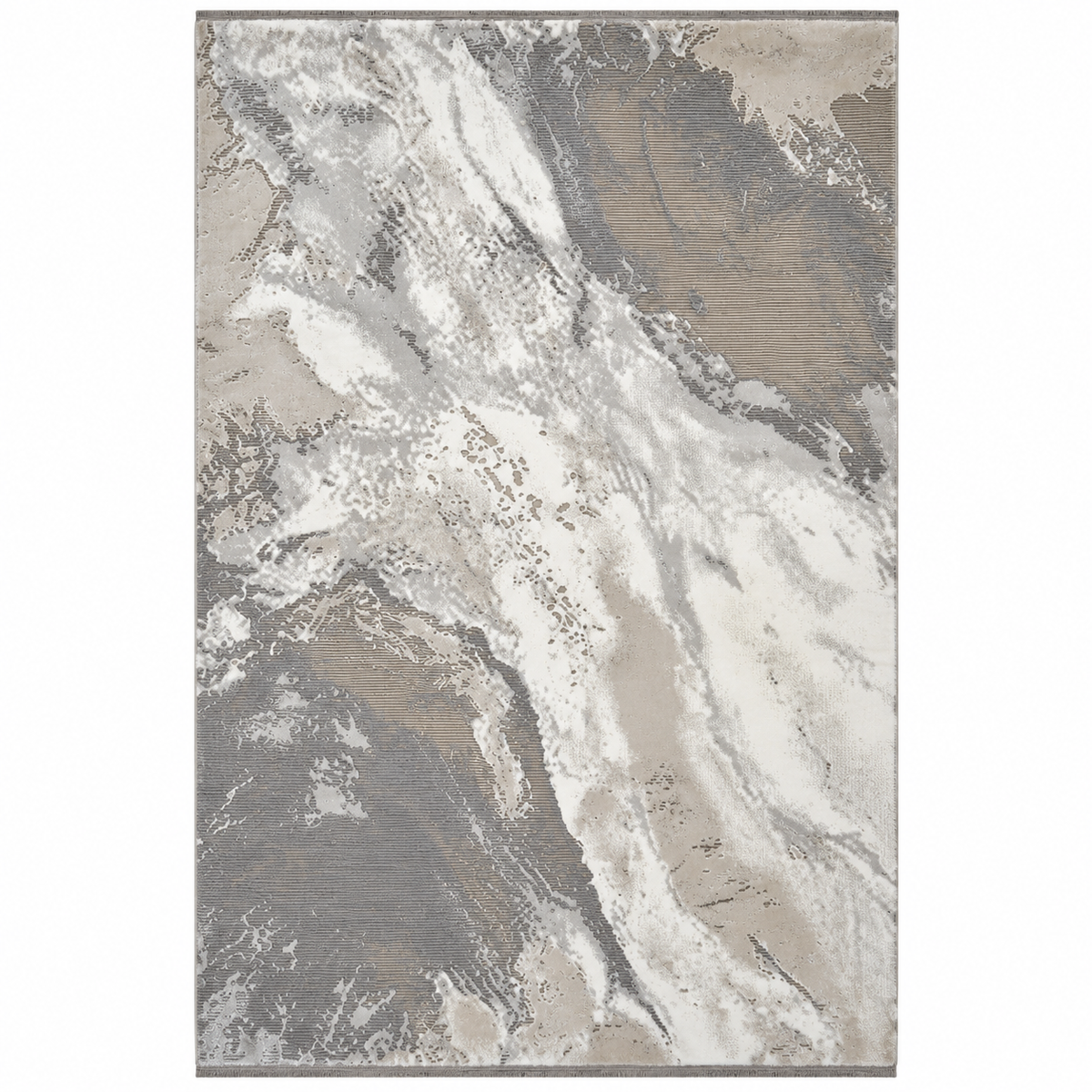 Covor Modern Anemon Abstract Gri-Beige-Crem – Living și Dormitor, Design Marmorat Elegant – covor și detaliu produs