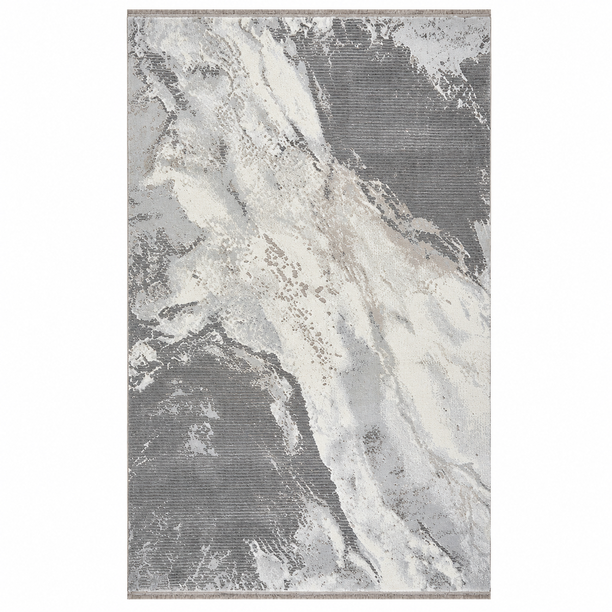 Covor Modern Anemon Abstract Gri-Crem – Living și Dormitor, Design Marmorat Elegant – covor și detaliu produs