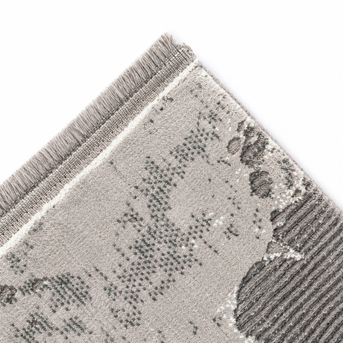 Covor Modern Anemon Abstract Gri-Crem – Living și Dormitor, Design Marmorat Elegant – detaliu covor