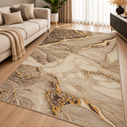 Covor Modern Marmara Abstract Beige-Maro cu Accente Aurii – Living și Dormitor, Design Marmorat Elegant – covor integral pe fundal alb