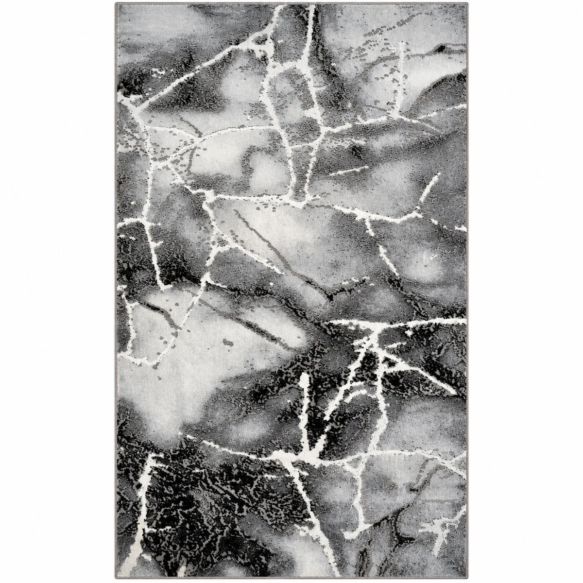 Covor Modern Marmara Abstract Gri-Negru cu Accente Albe – Living și Dormitor, Design Marmorat Elegant – decor living