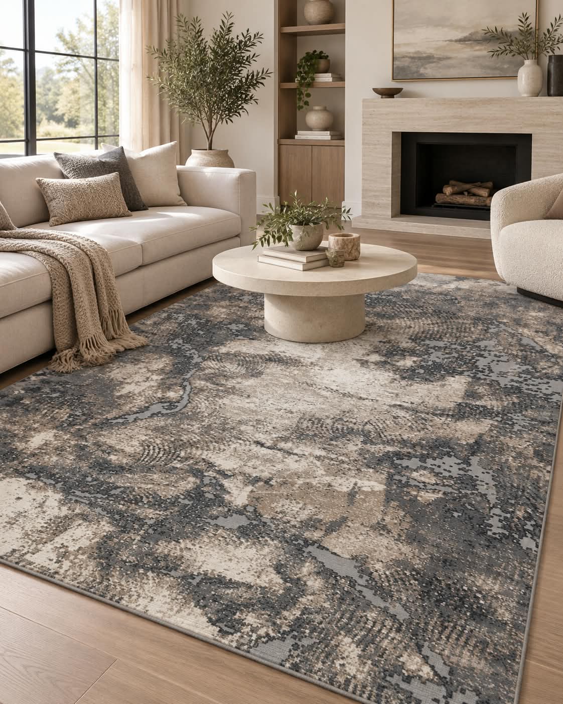 Covor modern Taksim Charcoal Taupe Cream