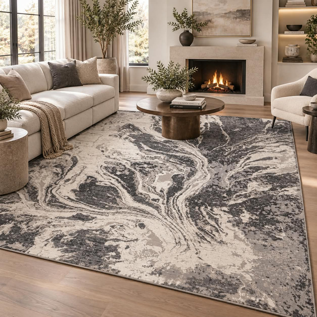 Covor modern Taksim Ivory Charcoal