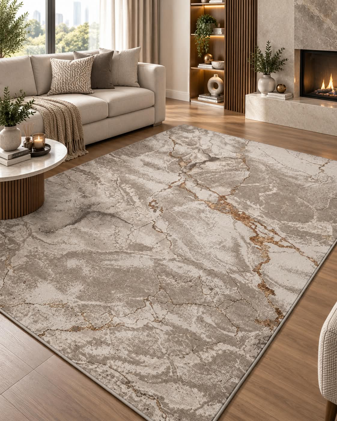 Covor modern Almira Beige Gold