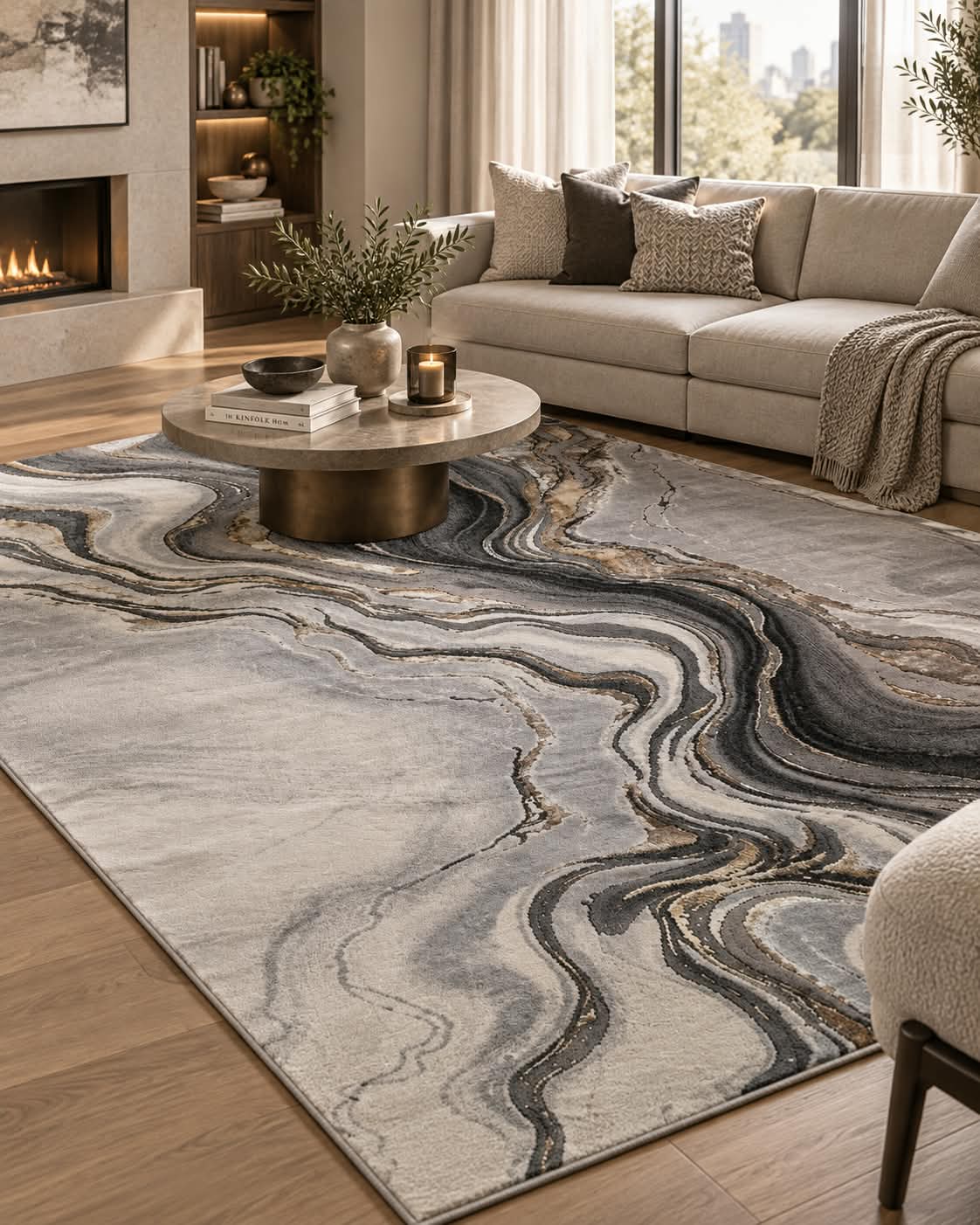 Covor modern Almira Grey Black