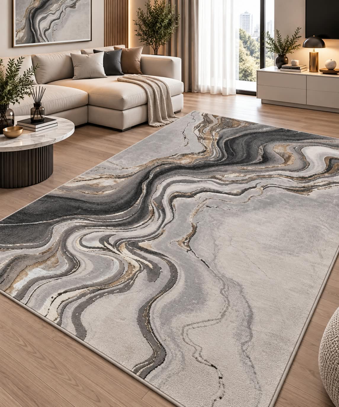 Covor modern Almira Grey Gold