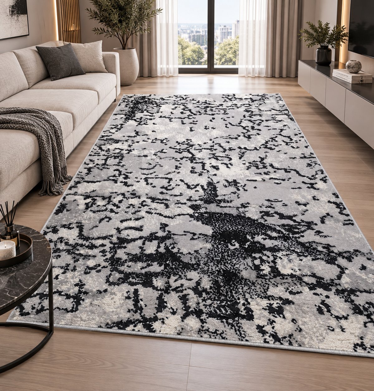 Covor modern Alyans Silver Black
