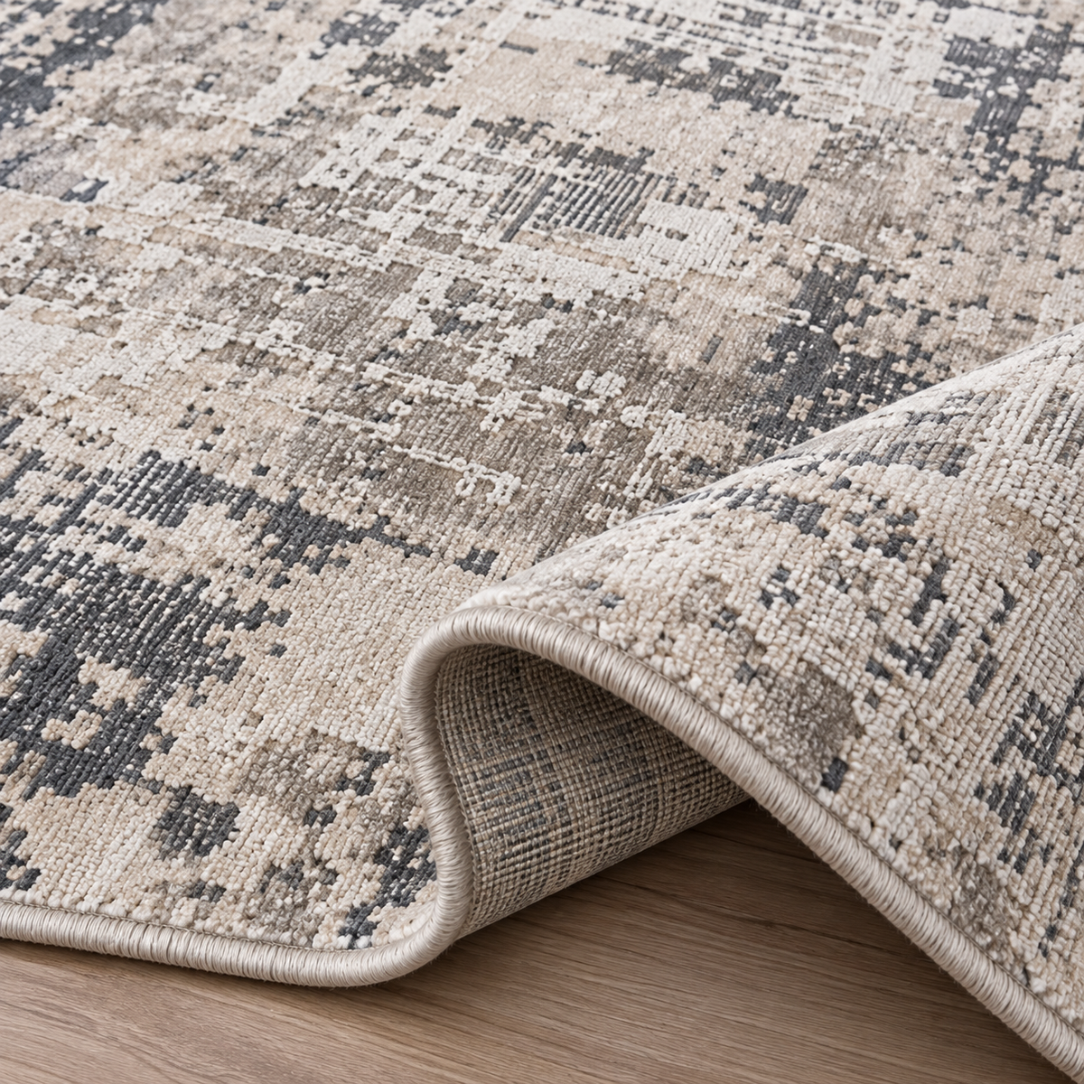 Covor modern Bombai Ivory Grey – design abstract urban, festonat cu laser