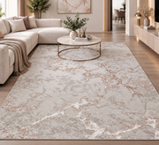 Covor modern Bombai Ivory Rose Gold – design abstract marmorat, festonat cu laser