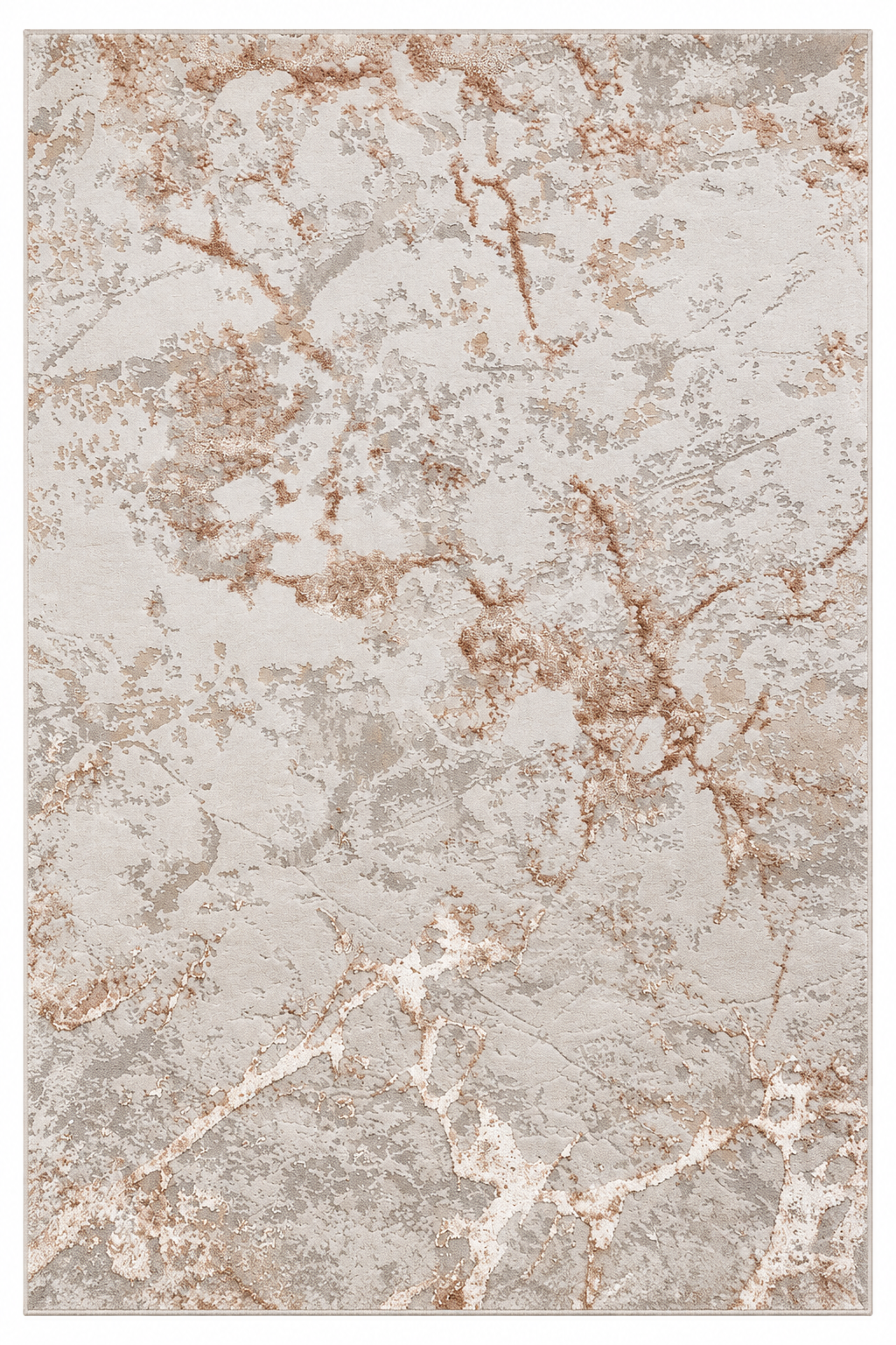 Covor modern Bombai Ivory Rose Gold – design abstract marmorat, festonat cu laser