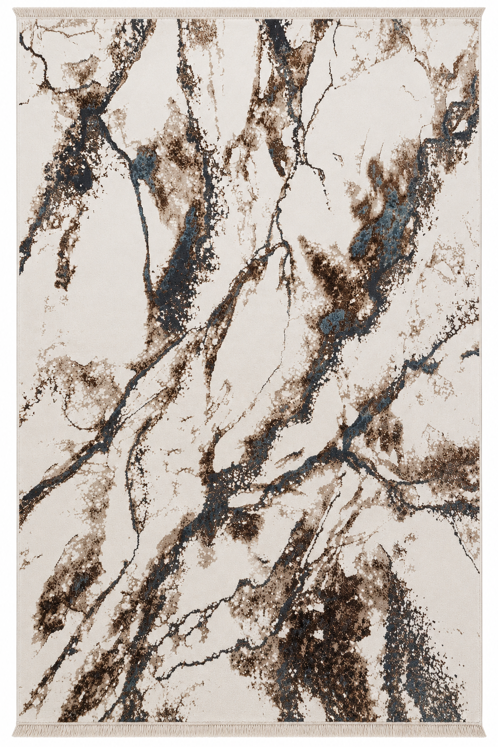 Covor modern Eliza Ivory Brown & Blue – design marmorat abstract