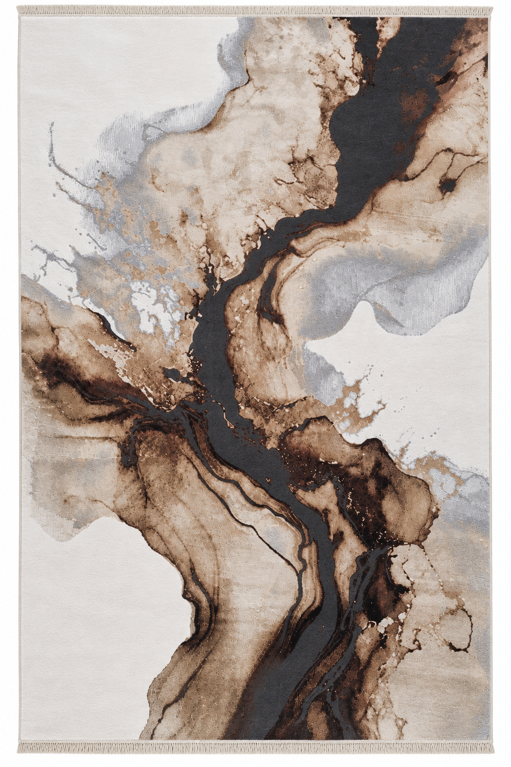 Covor modern Eliza Ivory Brown & Charcoal – design abstract marmorat