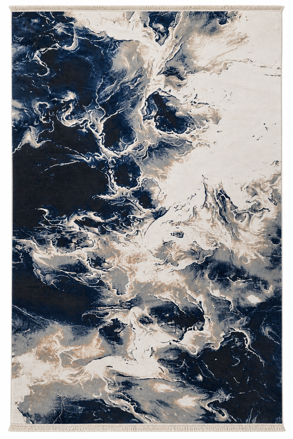 Covor modern Eliza Navy Ivory & Beige – design abstract marmorat