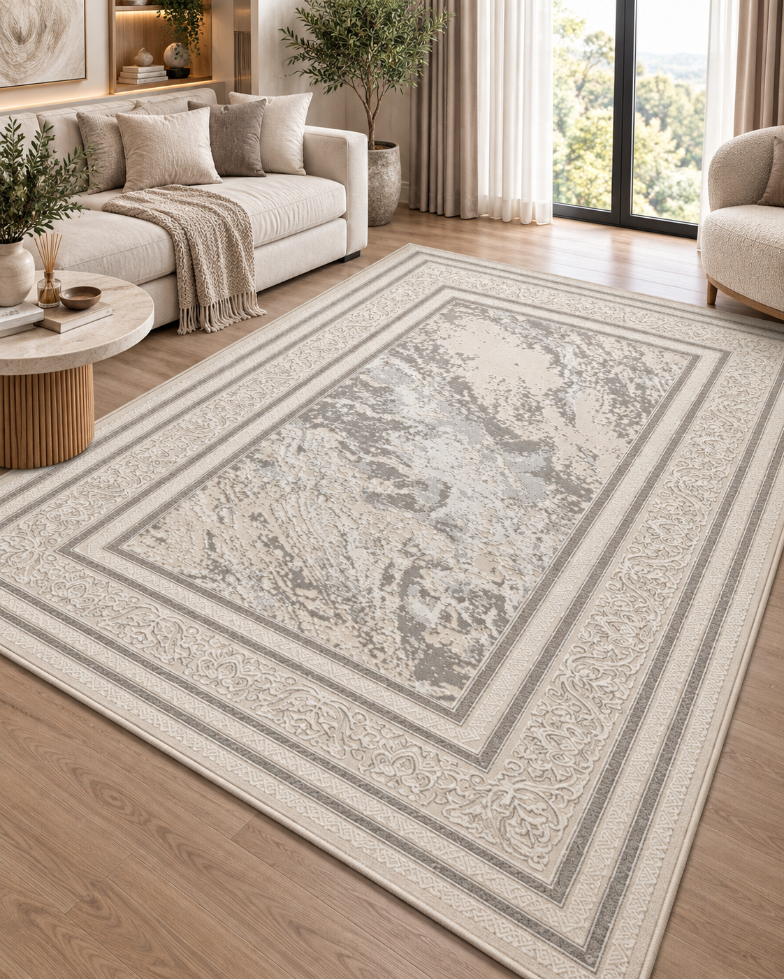 Covor modern Palma Ivory Silver