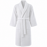 Halat de Baie Premium Gofrat, Alb, 100% Bumbac, 240 g/mp, Textura Waffle, Guler Sal, Cordon Reglabil si Buzunare Frontale