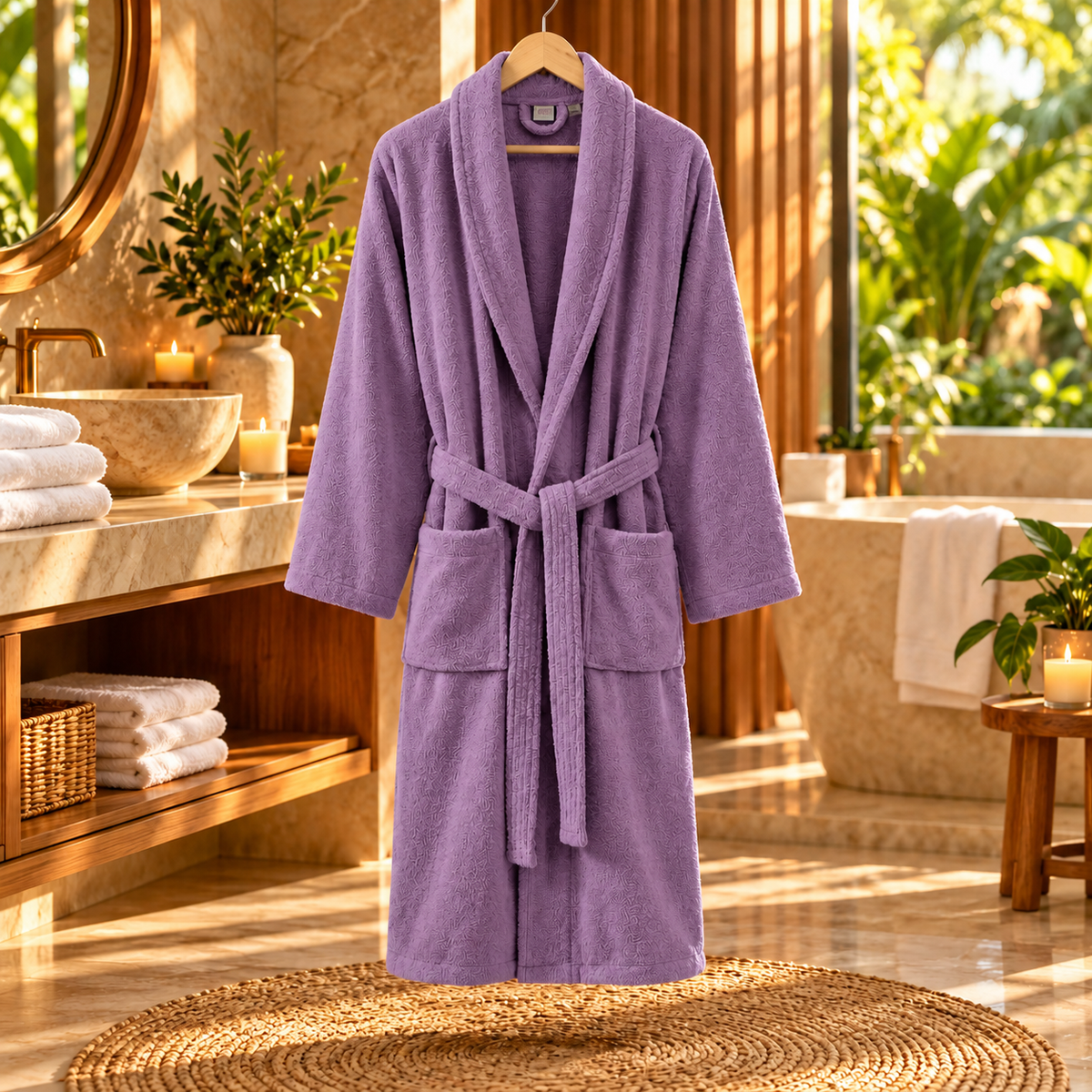 Halat de Baie Premium Velur Lavender Dream – 100% Bumbac, 420 g/mp - Halat agatat