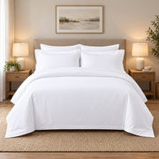 Lenjerie de Pat Hotelieră Percalle King Size, 4 Piese, 80% Bumbac și 20% Poliester, Alb Optic