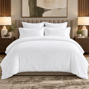 Lenjerie de Pat Hotelieră Ranforce King Size, 4 Piese, 100% Bumbac, Alb Optic