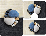 Set 3 Piese Covorașe Baie – Model Zen cu Pietre Decorative, Bej-Negru