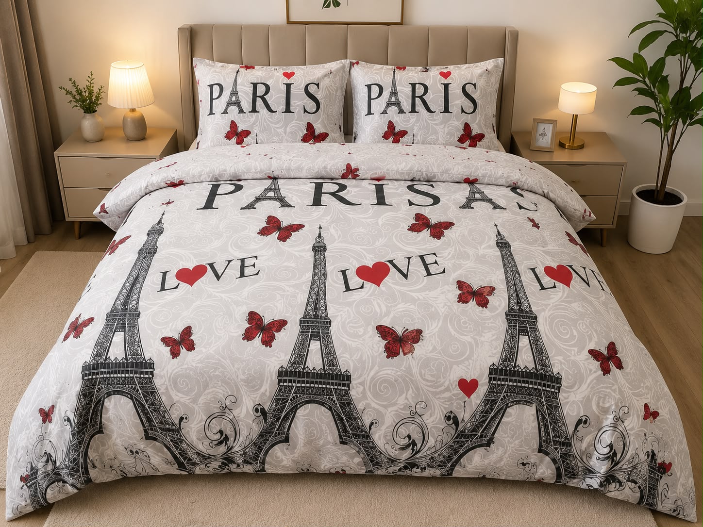 Lenjerie de pat XXL Paris Love – 100% Bumbac