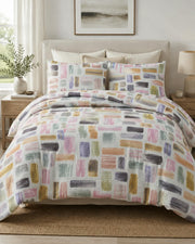 Lenjerie de pat dublu din bumbac creponat - Pastel Mosaic