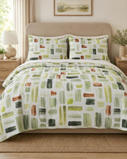 Lenjerie de pat dublu din bumbac creponat – Sage Mosaic