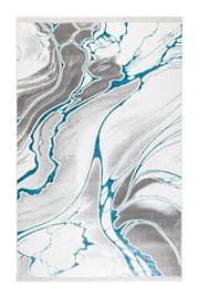 Covor living AURA LUX 53474A Albastru / Alb