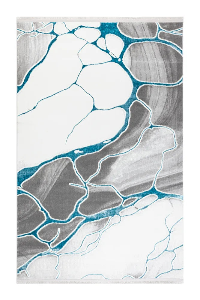 Covor living AURA LUX 53473A Albastru / Alb