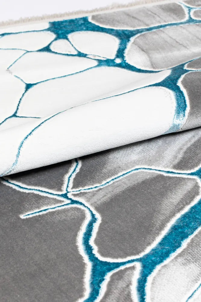 Covor living AURA LUX 53473A Albastru / Alb